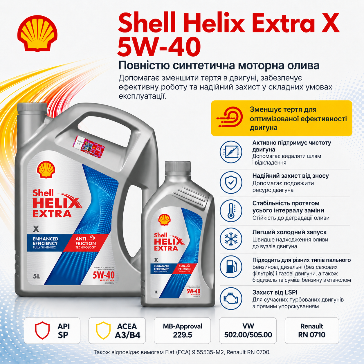 Моторна олива Shell Helix Extra X 5W-40